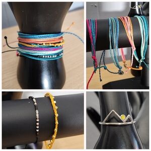 Pura Vida Multi-Strand Bracelet and Sunrise Ring Jewelry Bundle w Dust Bag NWOT